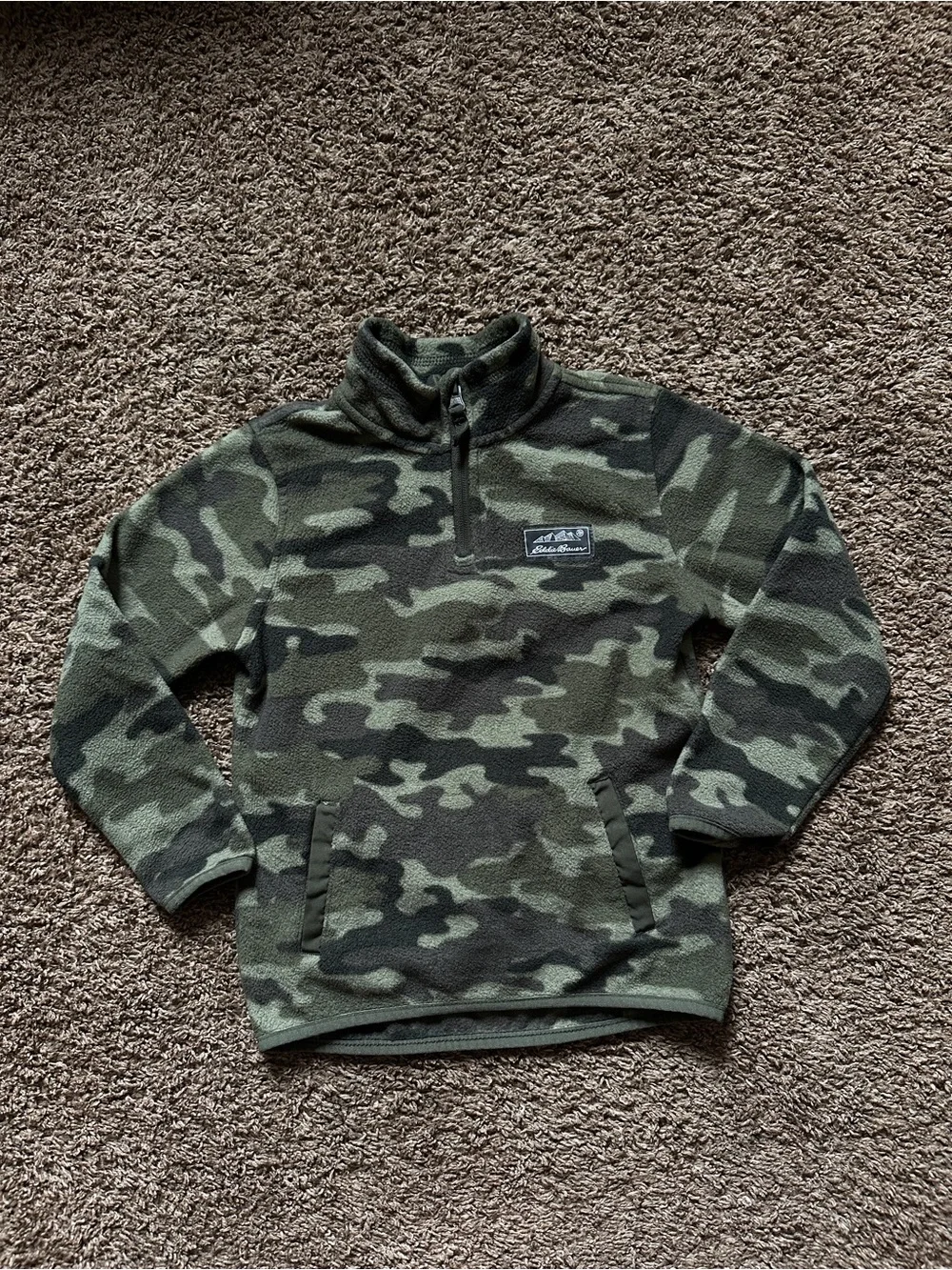 Eddie Bauer Kids Fleece 1/4-Zip Pullover Jacket - Green Camo